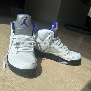 Nike Air Jordan 5 White and Purple Sneakers